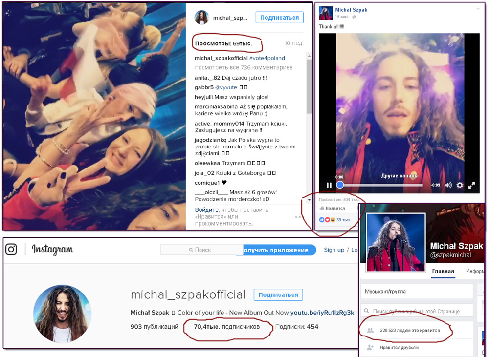 Michal Szpak Social media Михал Шпак социальные страницы